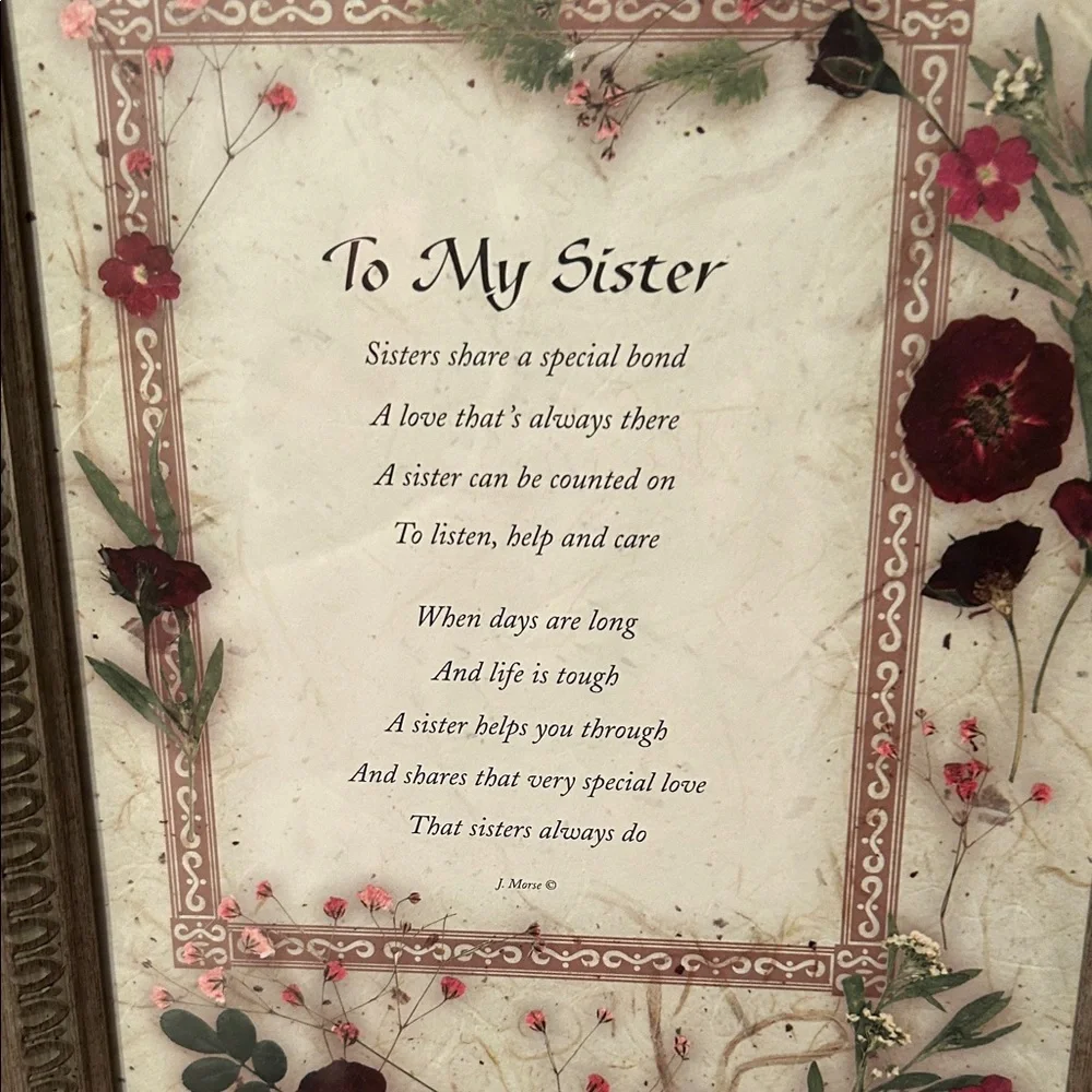 To My Sister Floral Print Picture Frame - Gold